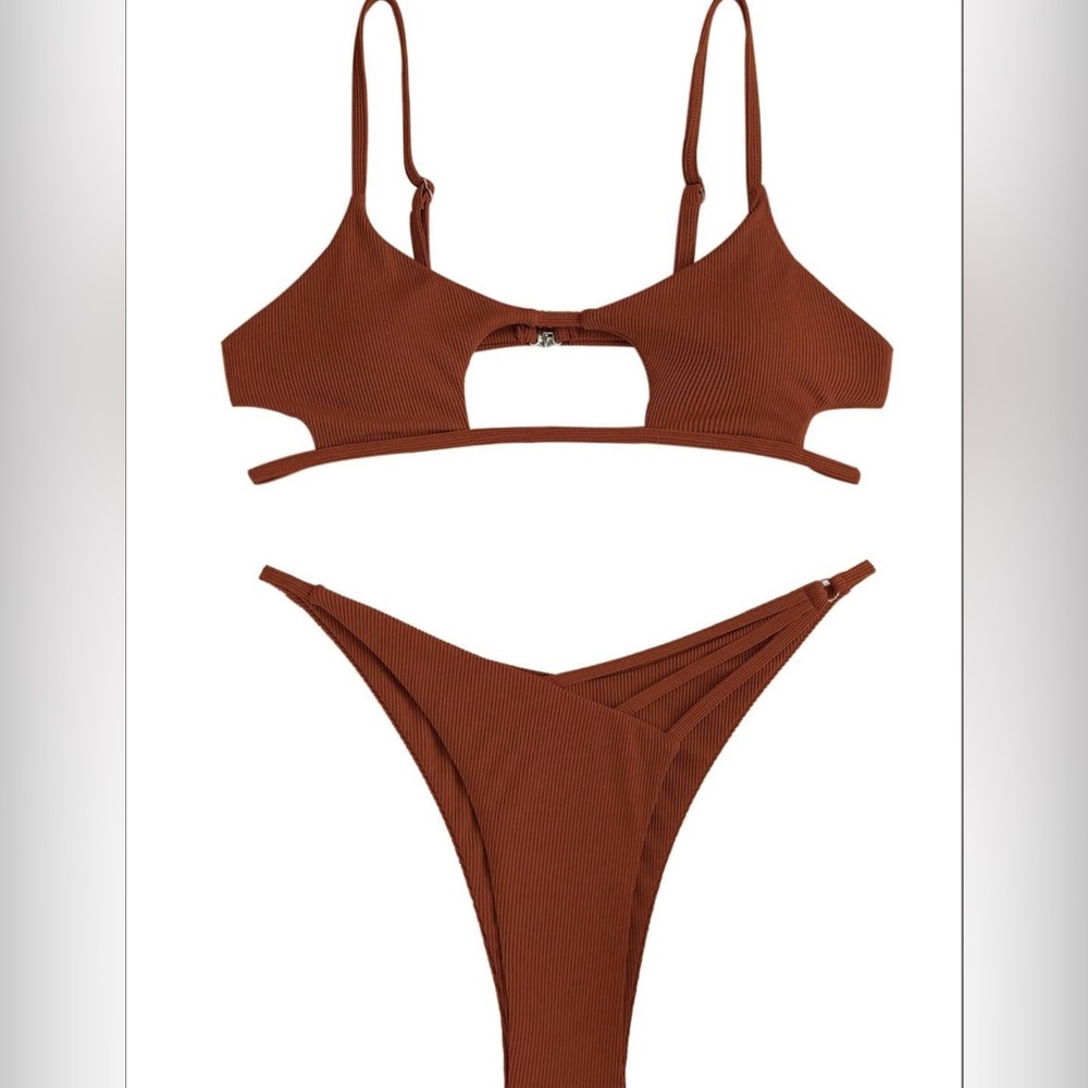 Zaful Brown Bikini with Peek-a-Boo Cut Outs